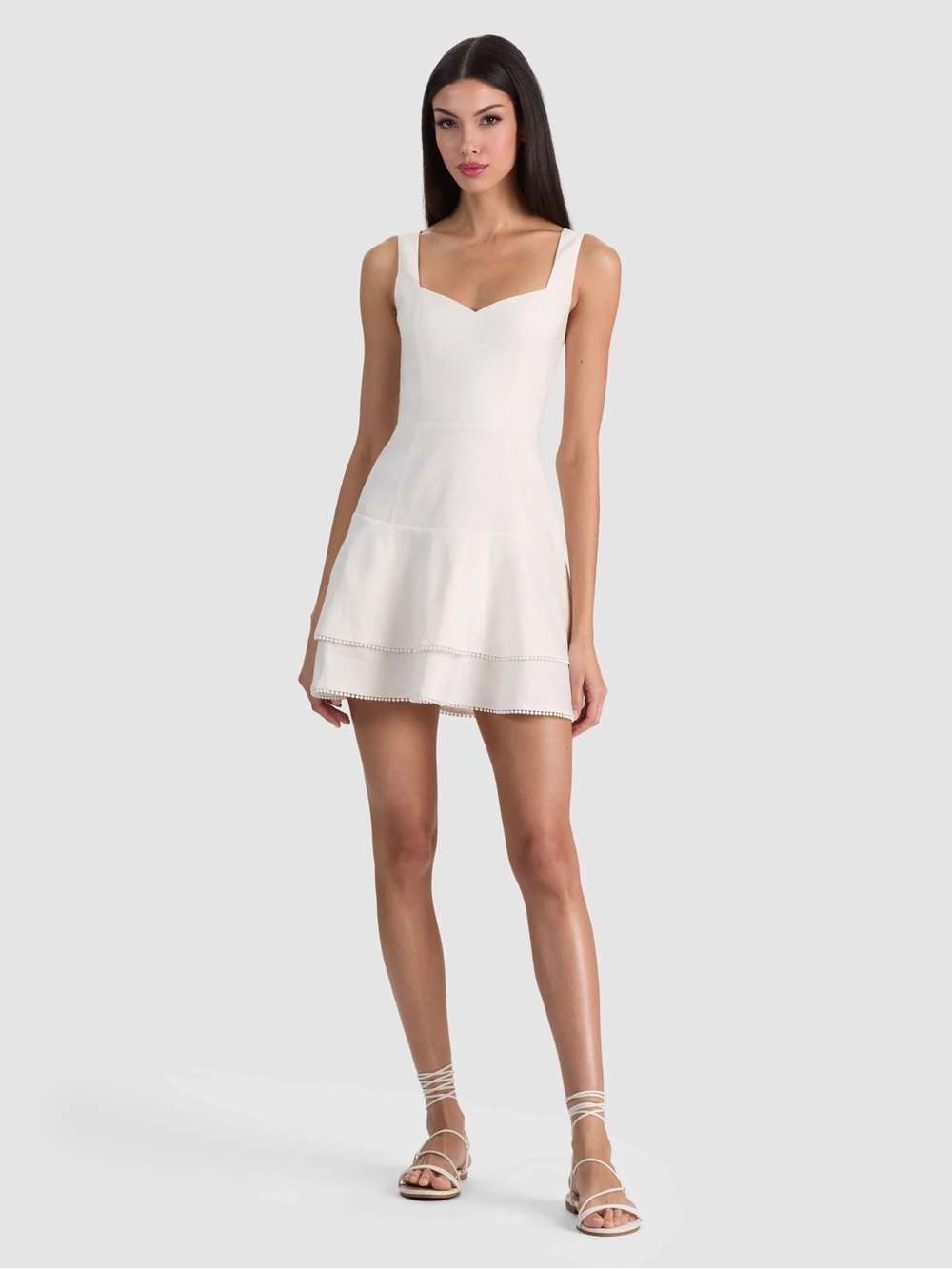 Alice + Olivia Miriam Sweetheart Mini Dress Off White
